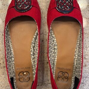 Used Red Faux Suede Flats.  Great Condition. Size 7.5